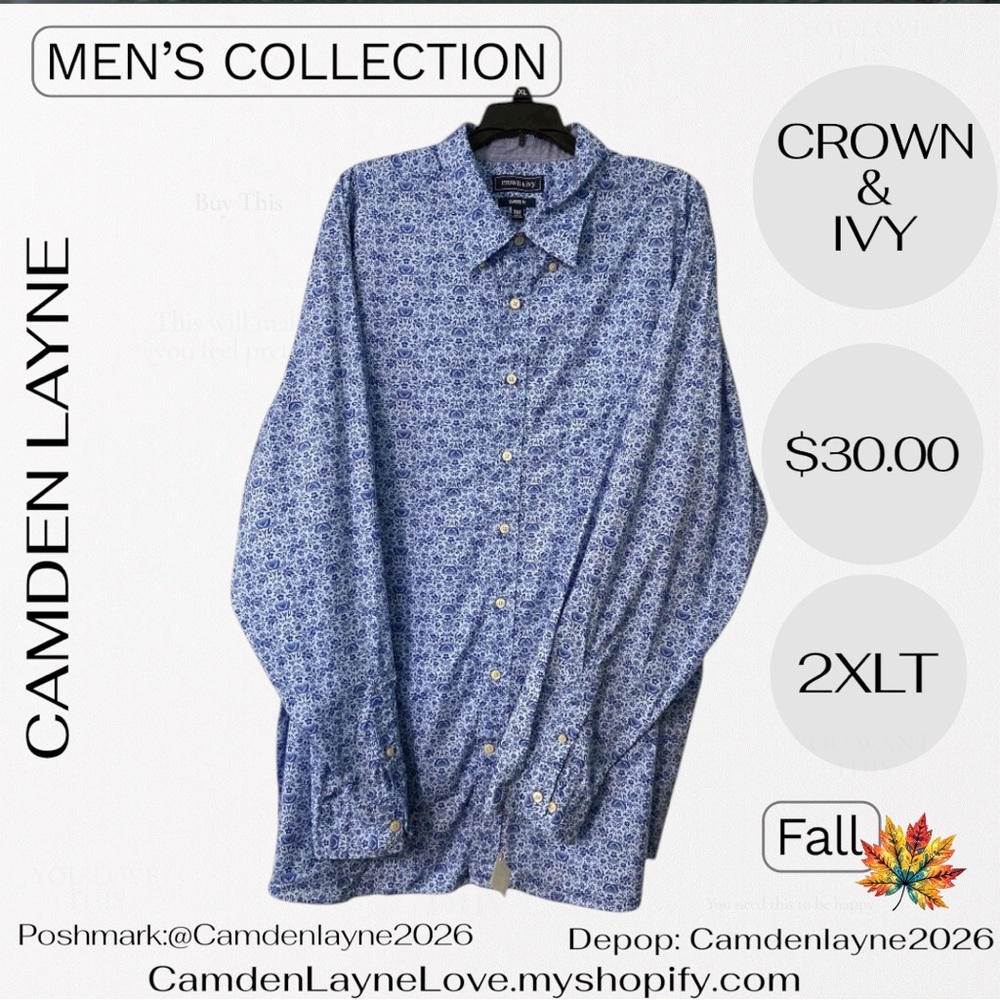 Crown & Ivy Light Blue Floral Patterned Shirt - Picture 3 of 7